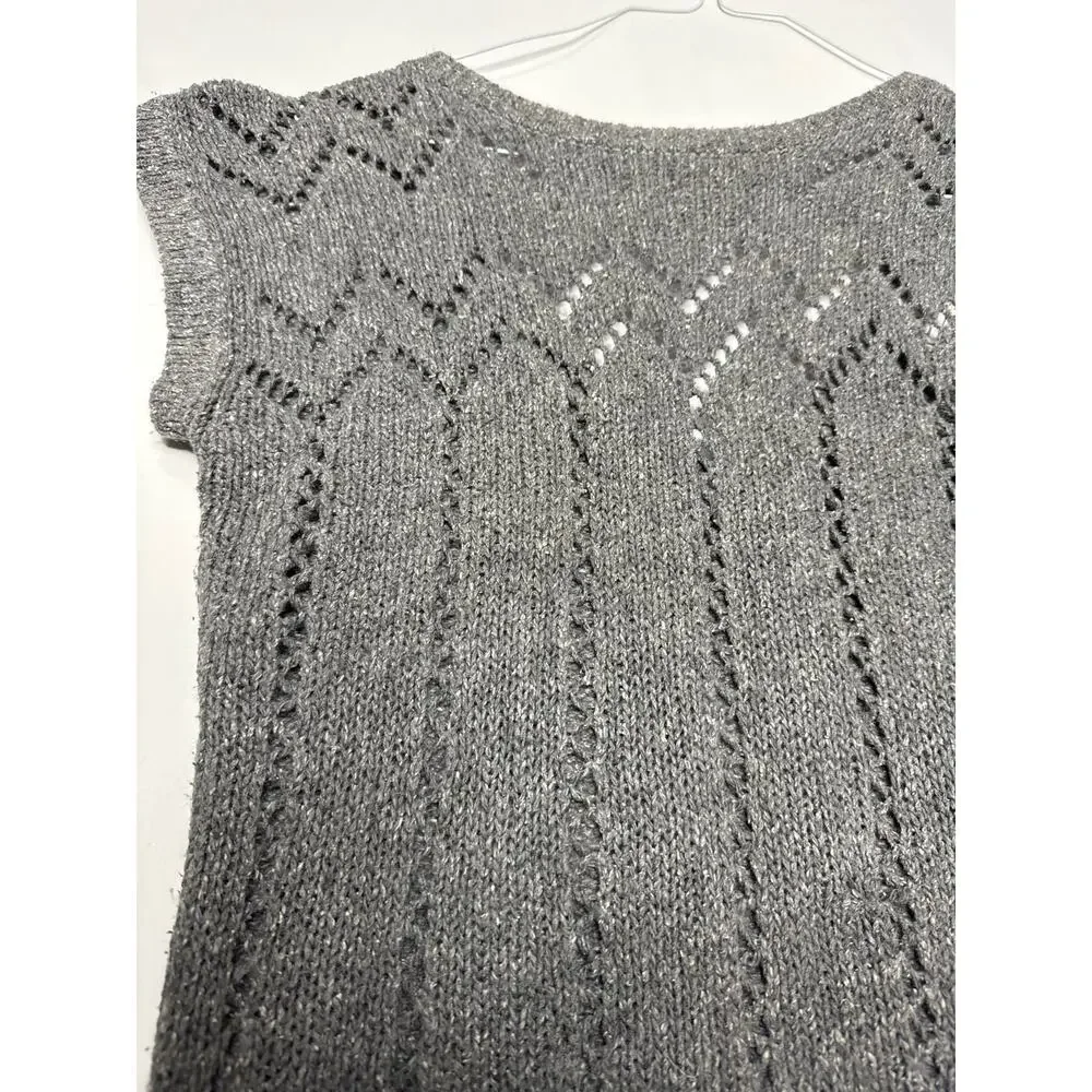 Vintage FaBE Silk & Angora mix, gray vest with a deep V on the back size Large